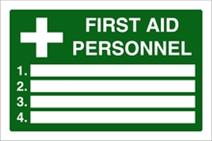 First Aid Personnel sign